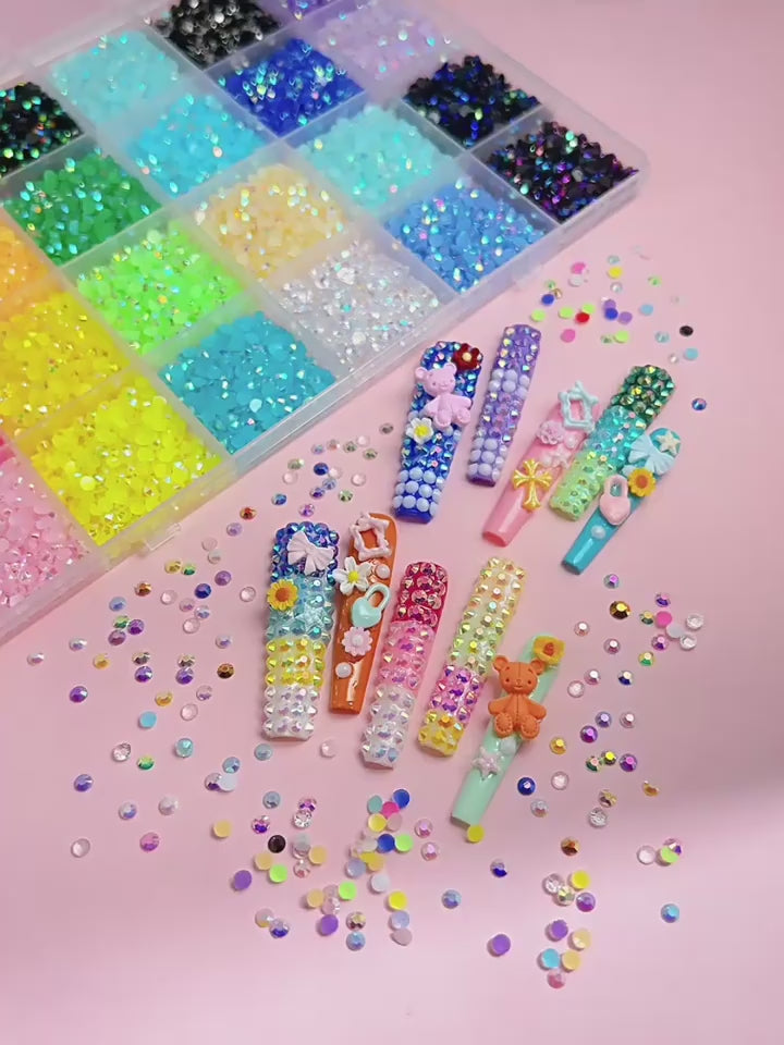 Multicolor Rhinestone Set for DIY Nail Art and Crafts.