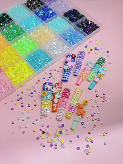 Multicolor Rhinestone Set for DIY Nail Art and Crafts.