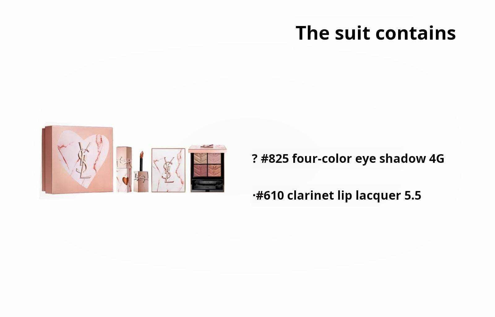 YSL Limited Edition Marble Heart Makeup Set: Eyeshadow & Lip Lacquer.