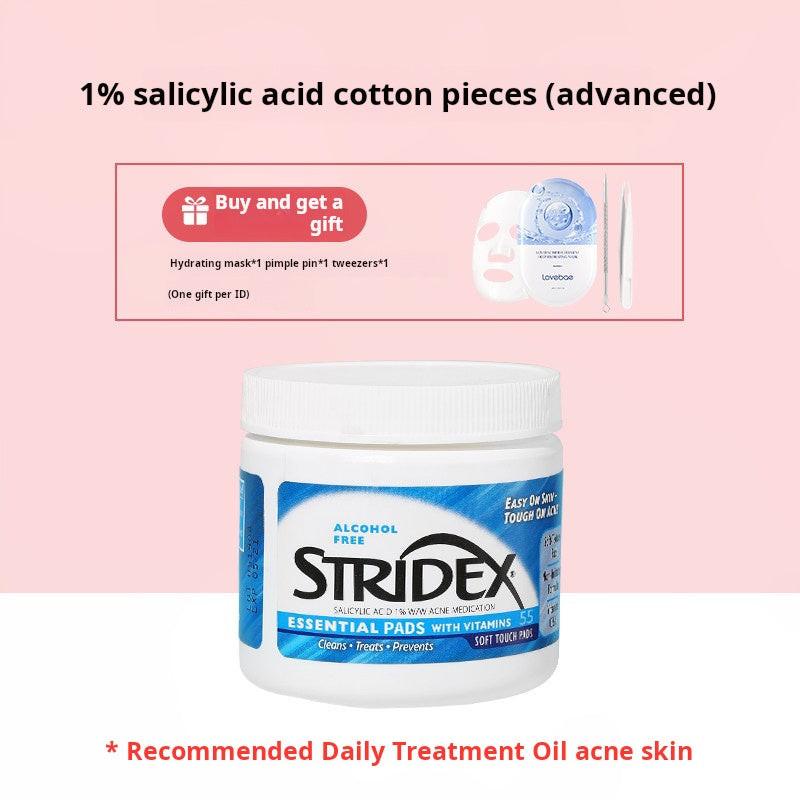 Stridex Salicylic Acid Cotton Pads Genuine Brush Acne Removal Mouth Closure Acne Blackhead Wet Compress Cleanses and Shrinks Pore Acid.