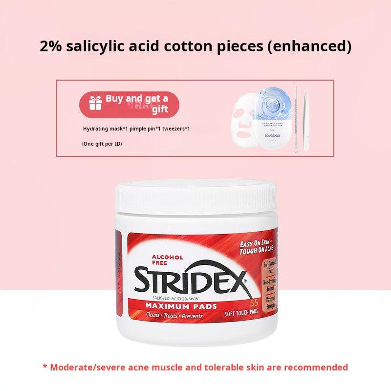 Stridex Salicylic Acid Cotton Pads Genuine Brush Acne Removal Mouth Closure Acne Blackhead Wet Compress Cleanses and Shrinks Pore Acid.