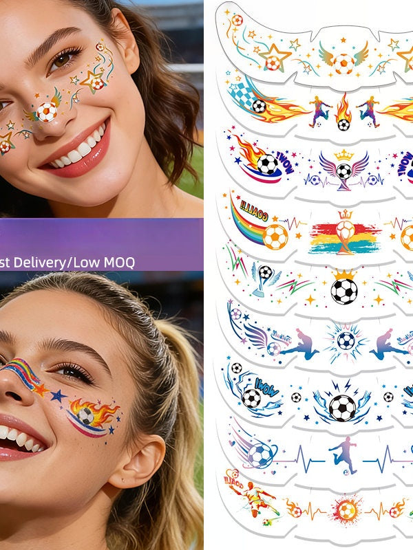 Five stickers for the US, Canada, and Mexico World Cup tattoo stickers, football match support freckles, face stickers, sweat-proof party makeup stickers, and more.