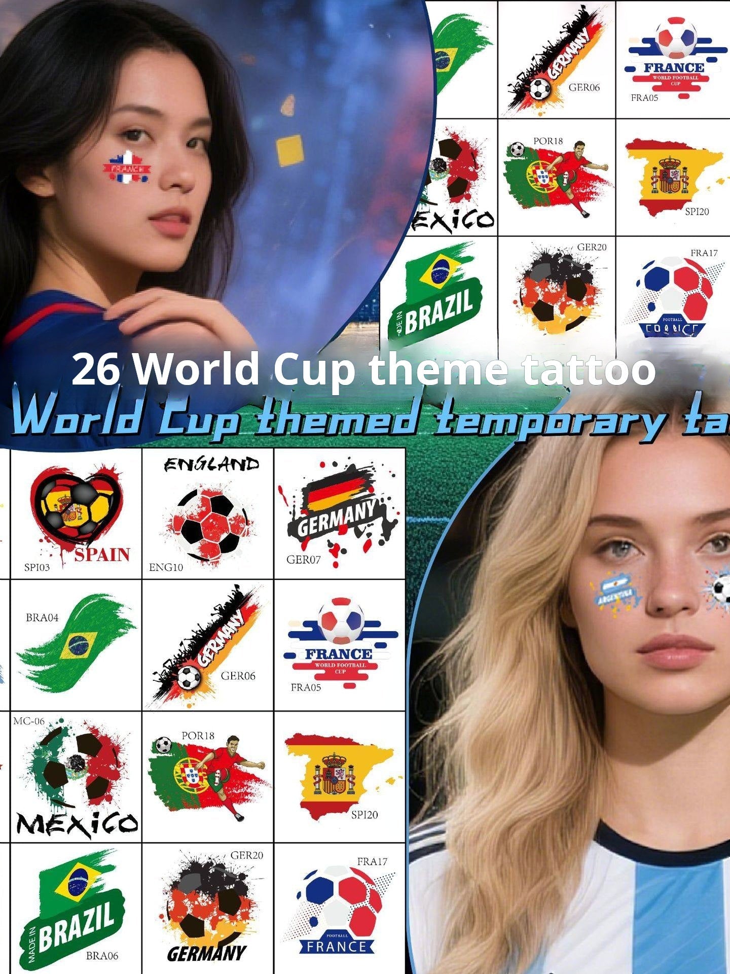 تاتو مؤقت World Cup بتصاميم منتخبات متنوعة وعالية الجودة.