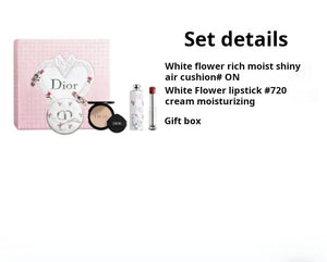 DIOR White Floral Cushion & Lipstick Makeup Set