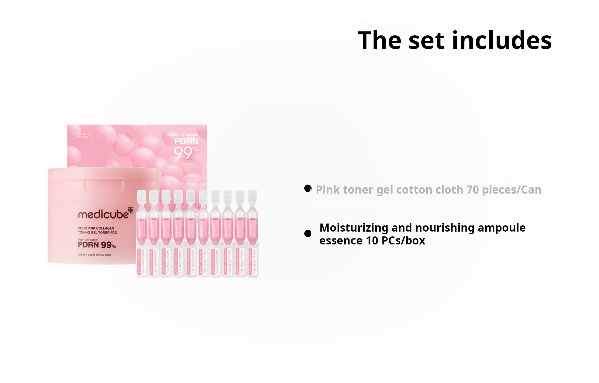 Medidube Pink Dual Soothing Skincare Set Moisturizing and Moisturizing, 70 tablets + 10 tubes per box