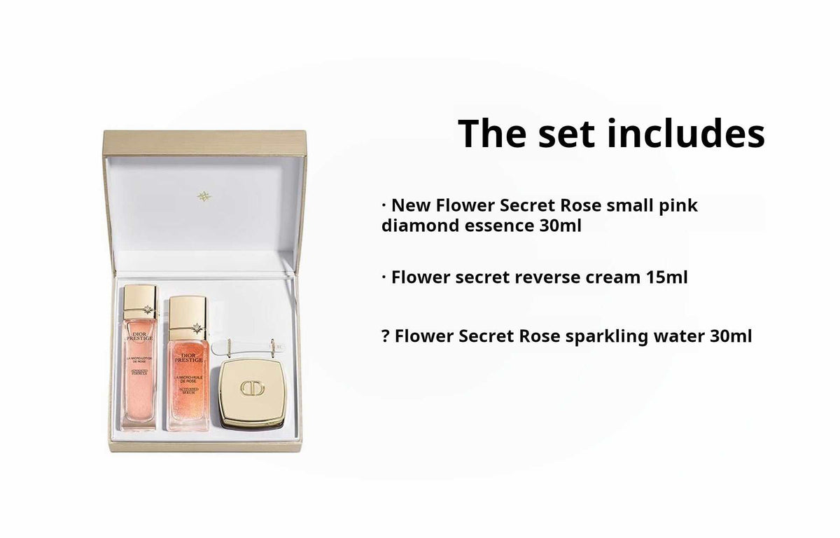 DIOR Floral Secret Essence Water Cream Luxury Gift Box Skincare Set Moisturizing Firming Anti-Aging Repair 30ml+15ml+30ml Birthday Gift for Girlfriend
