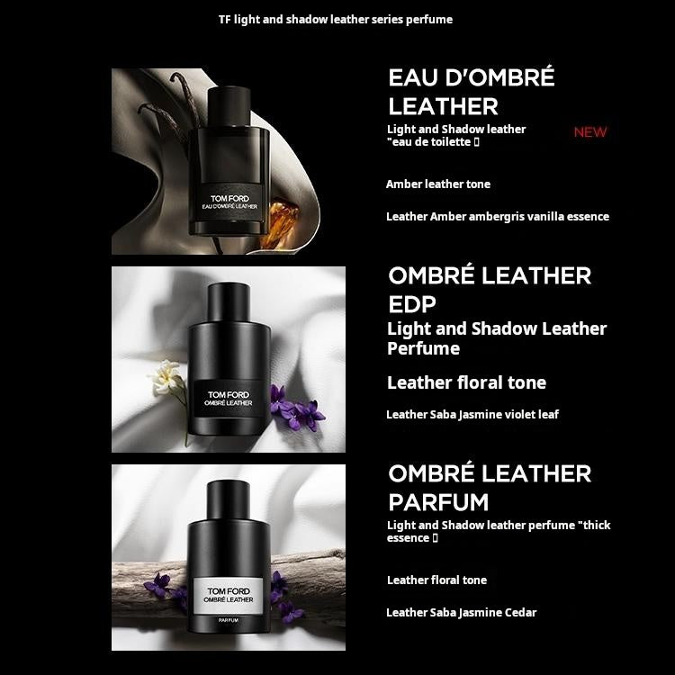 عطر توم فورد بطابع جلدي وملصق أسود مستطيل