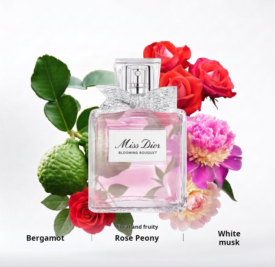 عطر ديور نسائي بزجاجة شفافة مع الزهور